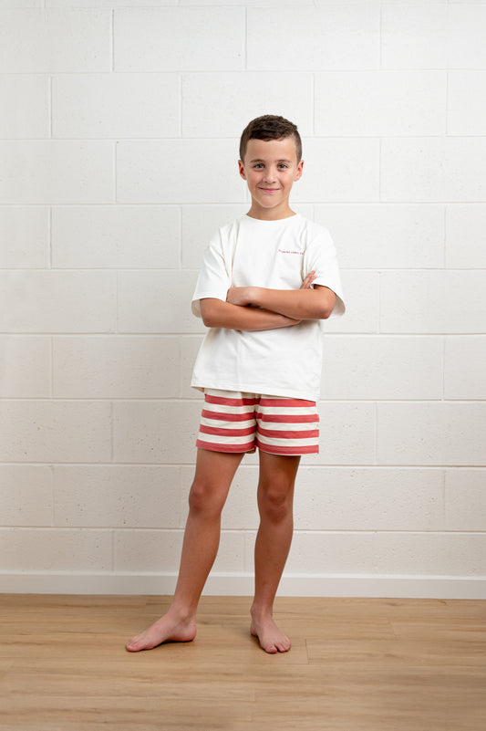 Kid's Red and White Striped Shorts