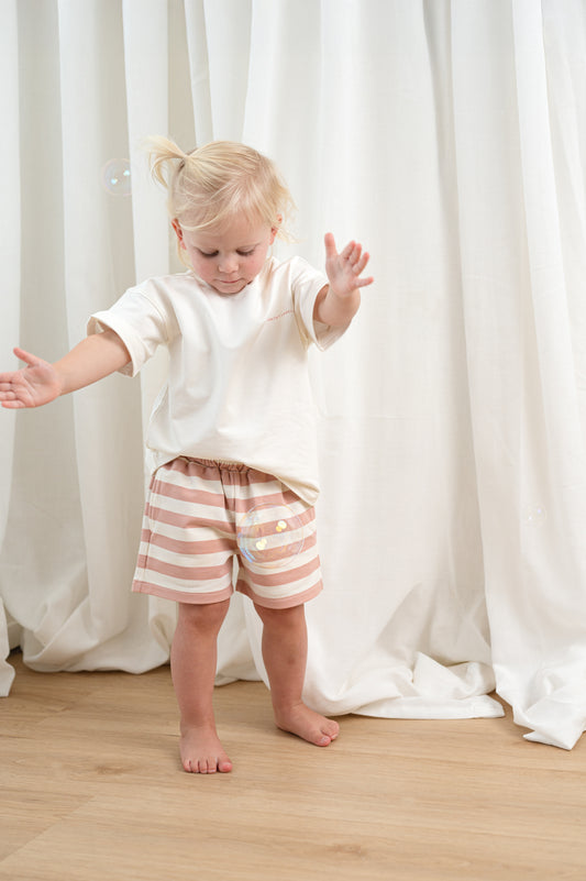 Kid's Pink and White Striped Shorts