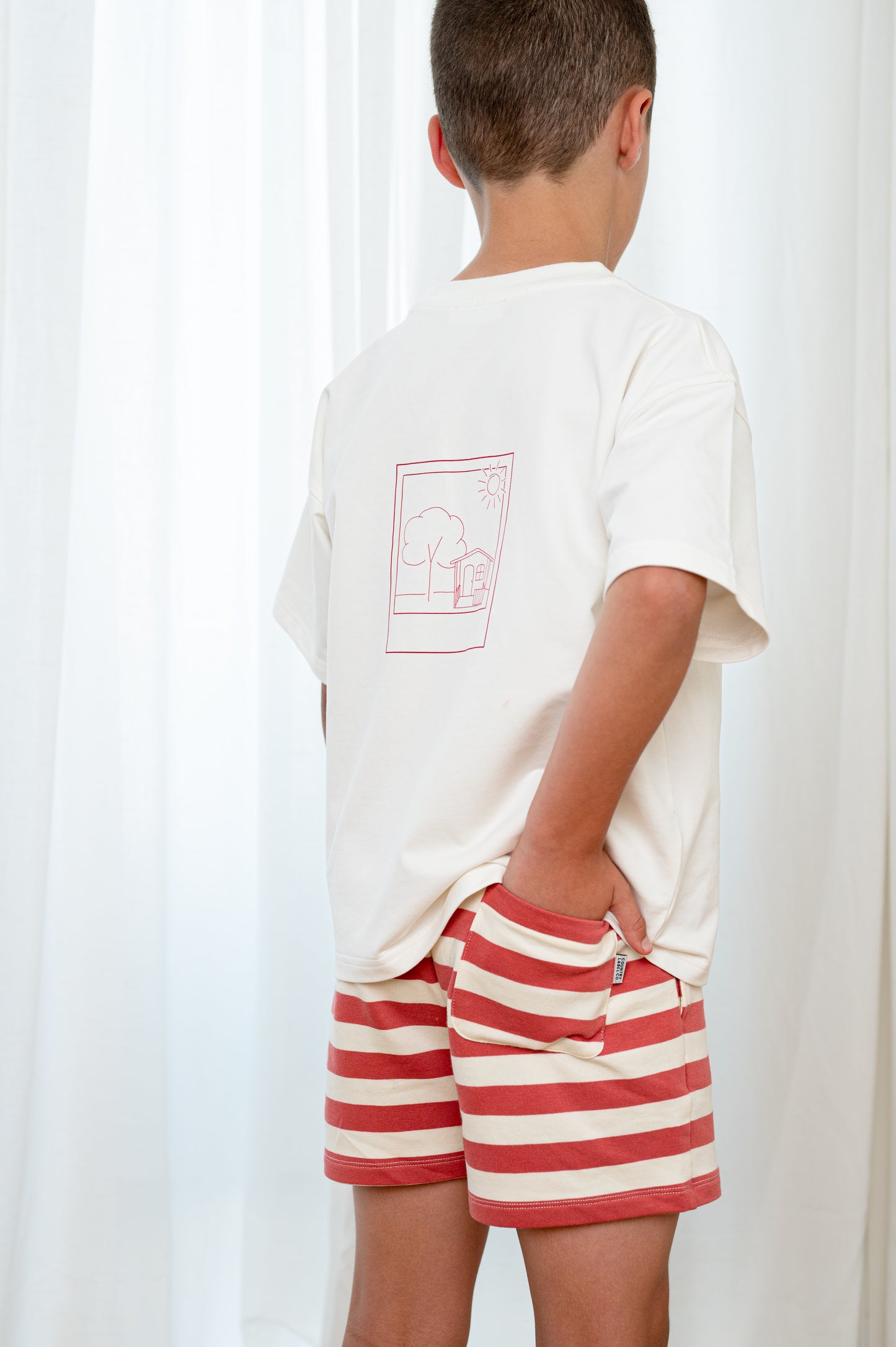 Kid's Red and White Striped Shorts