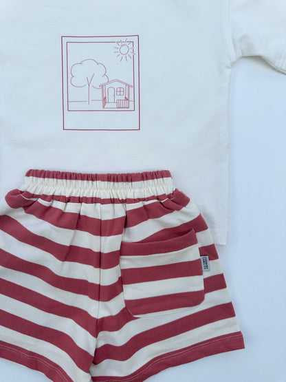 Kid's Red and White Striped Shorts