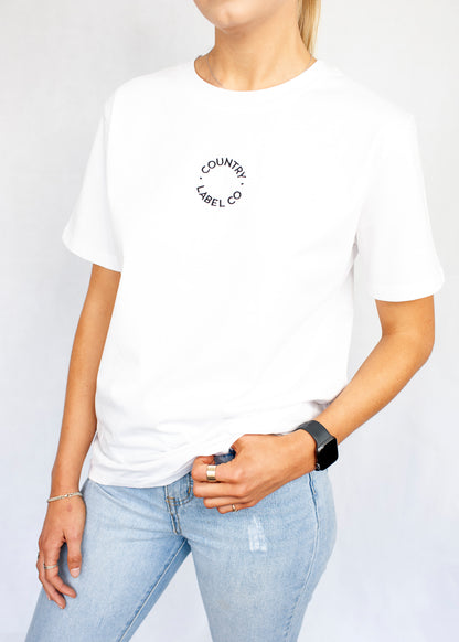 Women's Classic White T-Shirt Round Logo